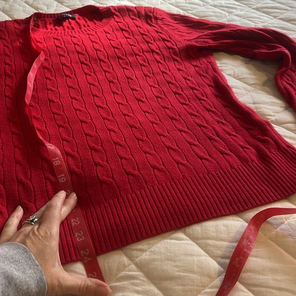 Land’s End Red Cable Knit Sweater Small - Picture 9 of 9